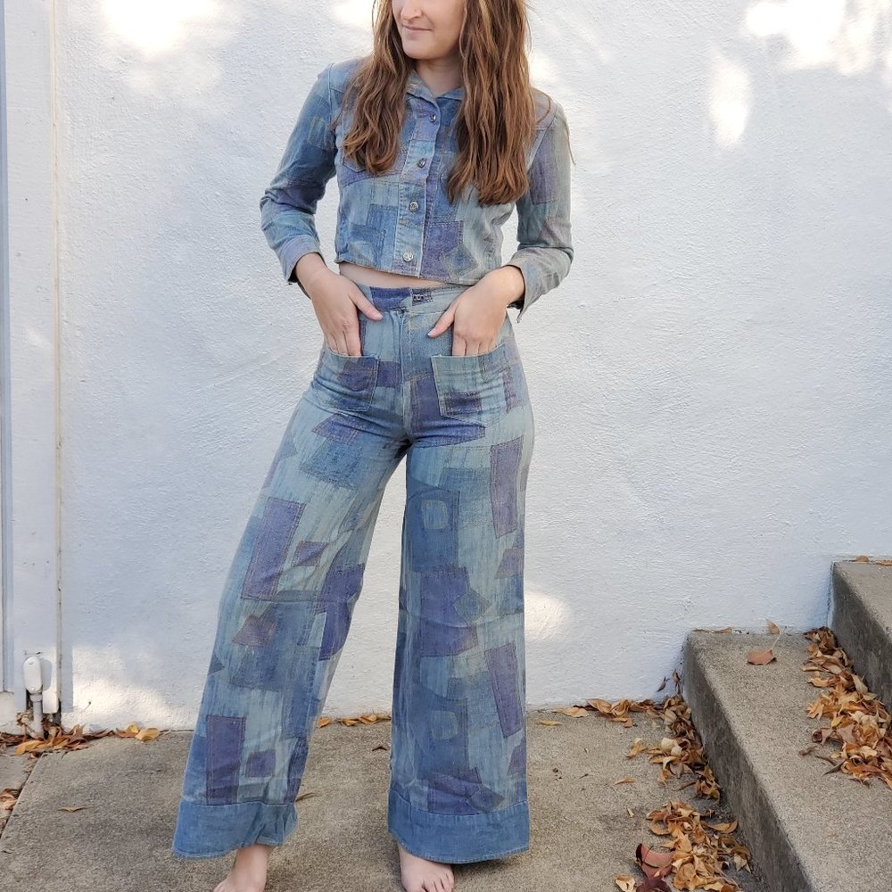 vintage 1970s patchwork suit - Picture 2 of 11